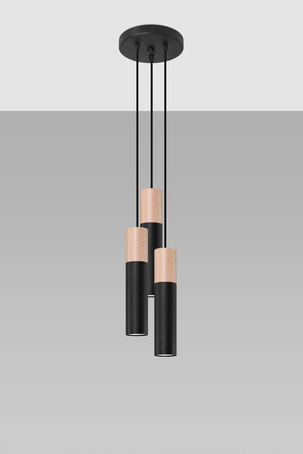 Lysekrone PABLO 3P sort Sollux Lighting model SL.1014