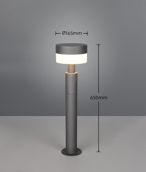 Moderne antracit havepullert 50 cm rund LED 8W MACKENZIE Trio