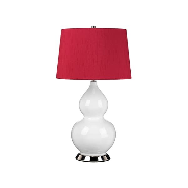 Bordslampa keramik vit med röd lampskärm Isla E27 60W Elstead