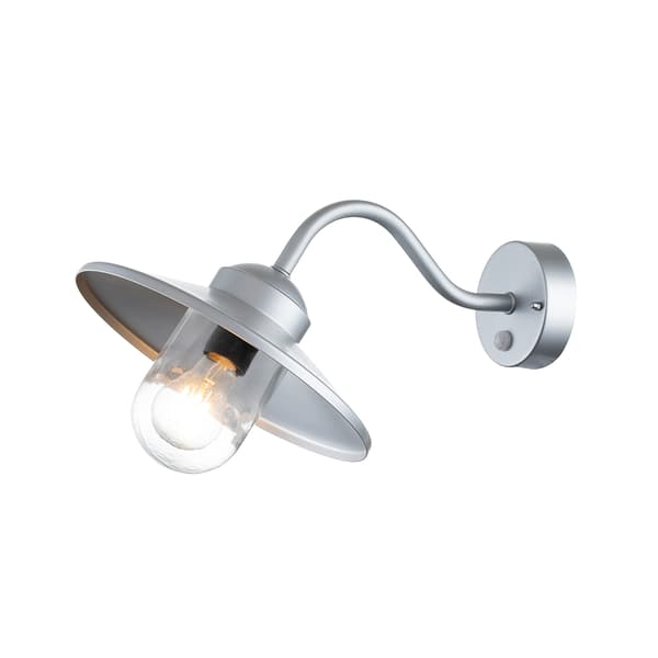 Utomhusvägglampa med sensor silver E27 60W Klampenborg Elstead