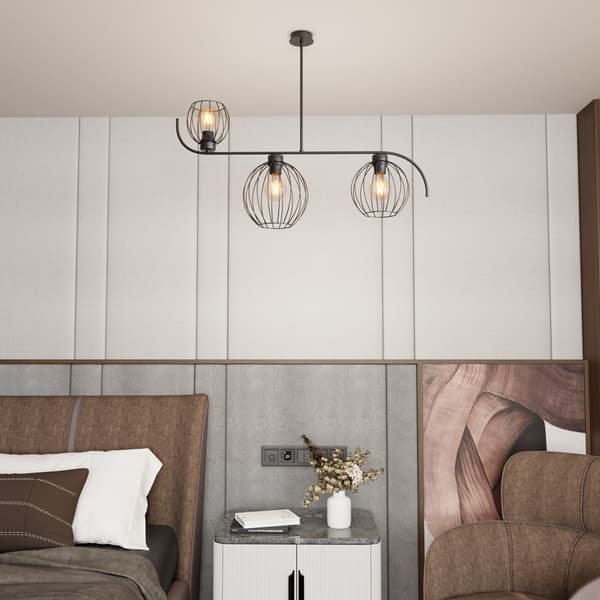 Loft moderne sort loftlampe åbne skærme 3xE27 15W ECHO Emibig