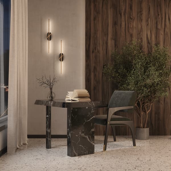 Væglampe guld aflang sort marmorforbindelse Renaissance LED 6W Maytoni