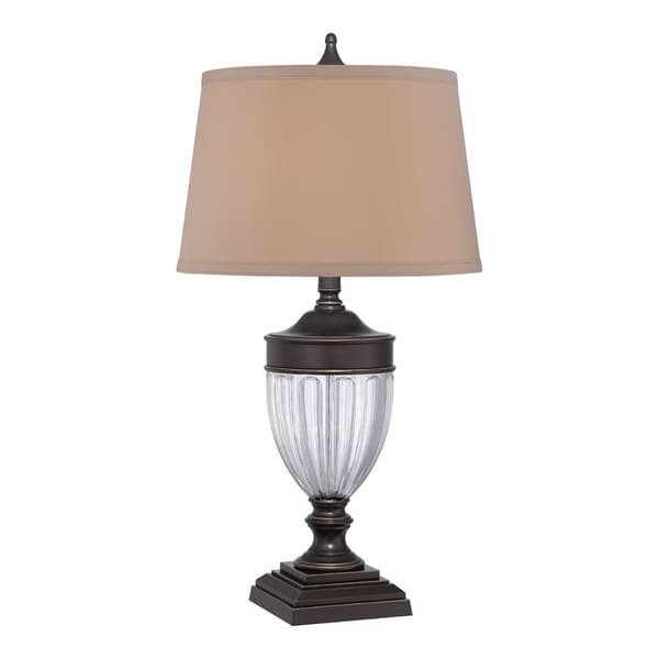 Bordlampe palladium bronze creme Dennison E27 60W Quoizel