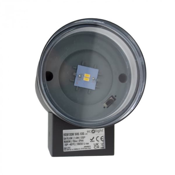Rund solcellsvägglampa grå-svart LED 0.6W skymningssensor Ecolight