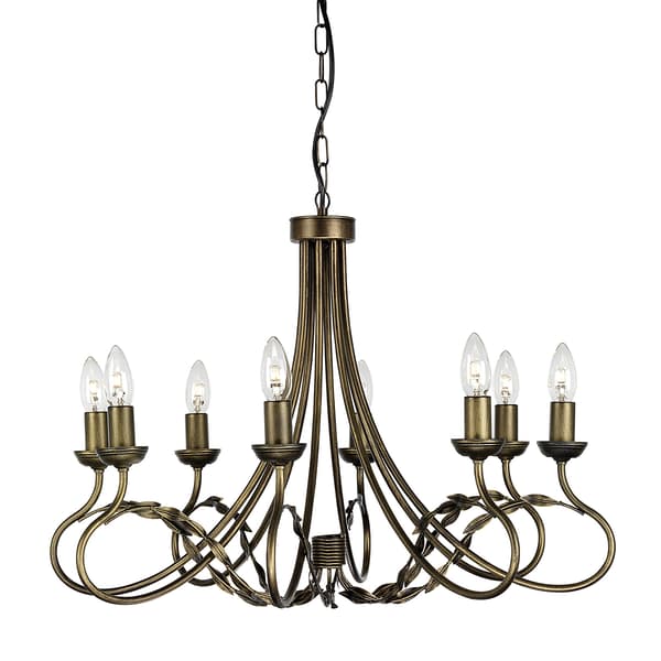 Lysekrone sort / guldpatina Olivia 8xE14 60W Elstead