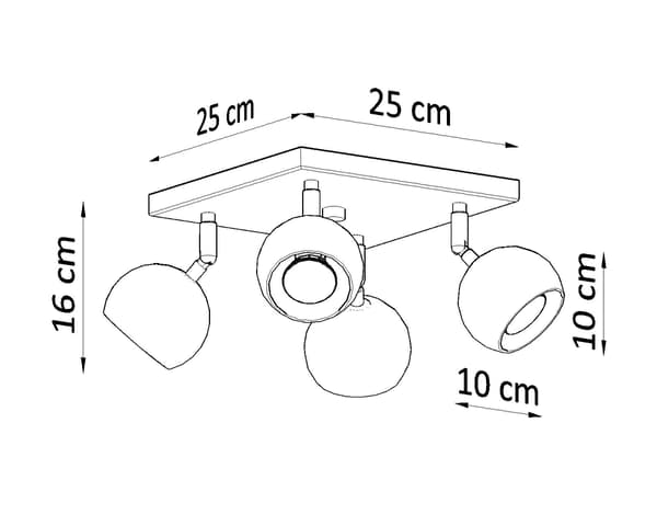 OCULARE 4 Musta kattovalaisin Sollux Lighting SL.0446