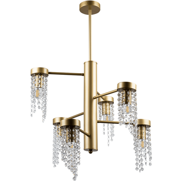 Guld kristallkrona E27x6 GEA 316318 Polux