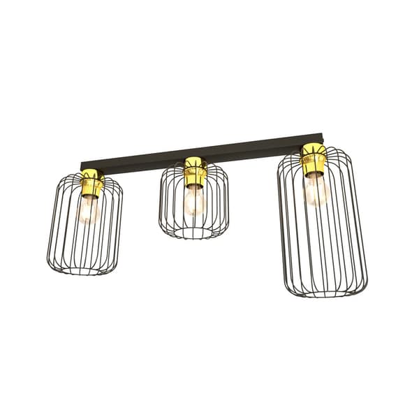 Loft wire sort-guld loftlampe BARN 3xE27 15W Emibig