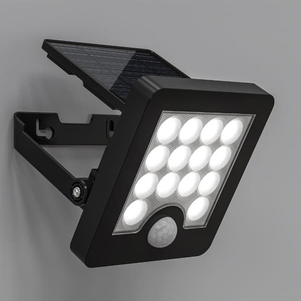 5W LED solcellelampe med bevægelsessensor sort IP65 DPM