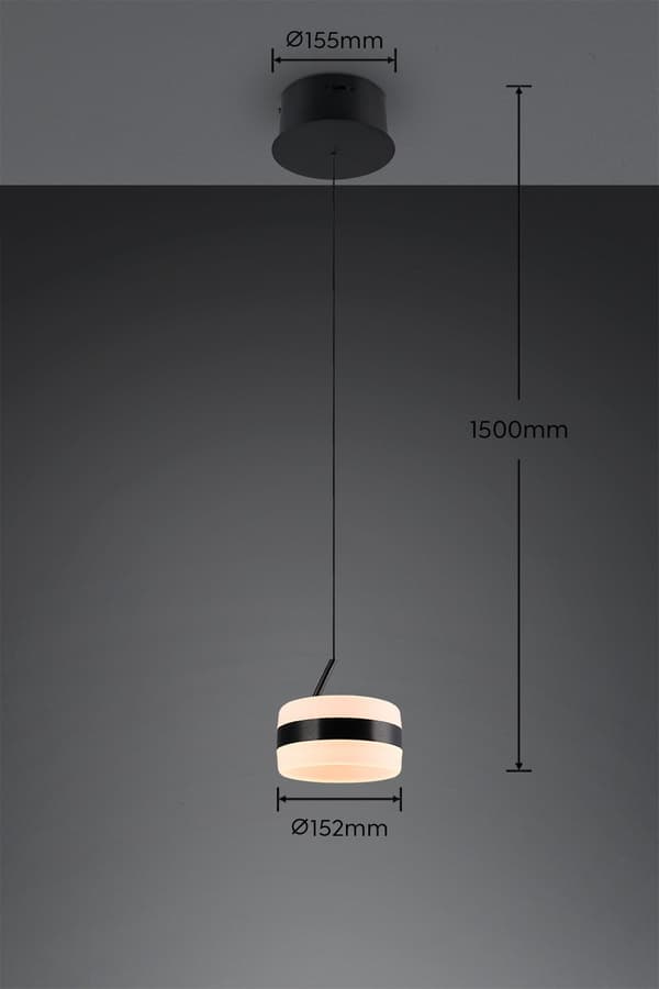 Minimalistisk sort lille LED ring pendel 8W DIOS Trio