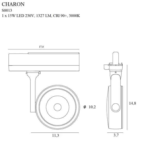 CHARON LED 15W vit spårlampa Maxlight