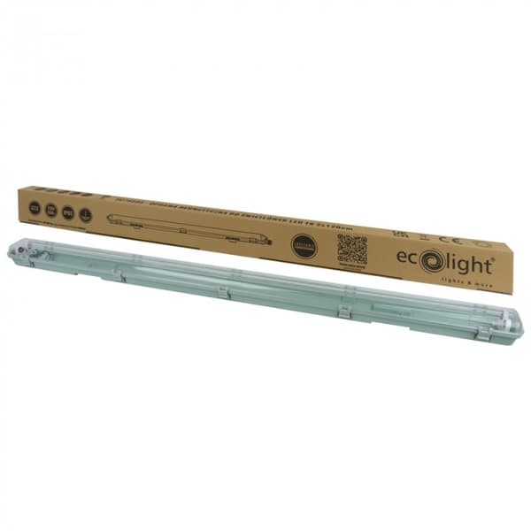Hermetisk lampe til garage til LED-rør 2x120cm Ecolight EC79585