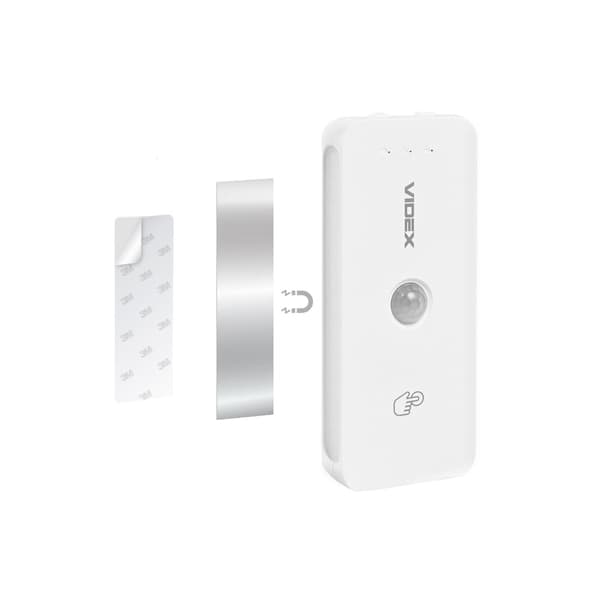 Vägglampa med batteri, rörelsesensor, USB-C, magnetfäste Videx