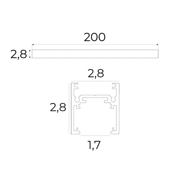 Magnetisk skena, ytmonterad, 2 meter, vit Maxlight