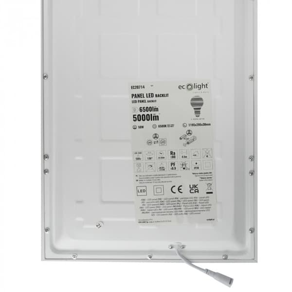 Rektangulär LED-panel 30 x 120 cm kallvit LED 50W Infälld EC20714 Ecolight