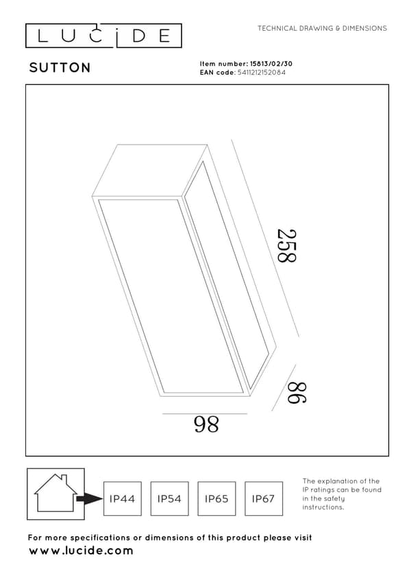 Moderne sort solcellevæglampe med skumringssensor LED 2W SUTTON Lucide