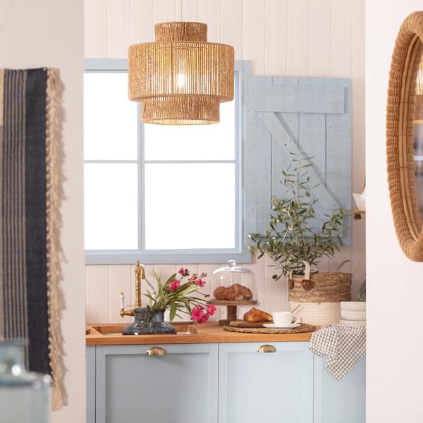 Boho Hänglampa i Flätat Papper Abruzzo Sara 40cm E27
