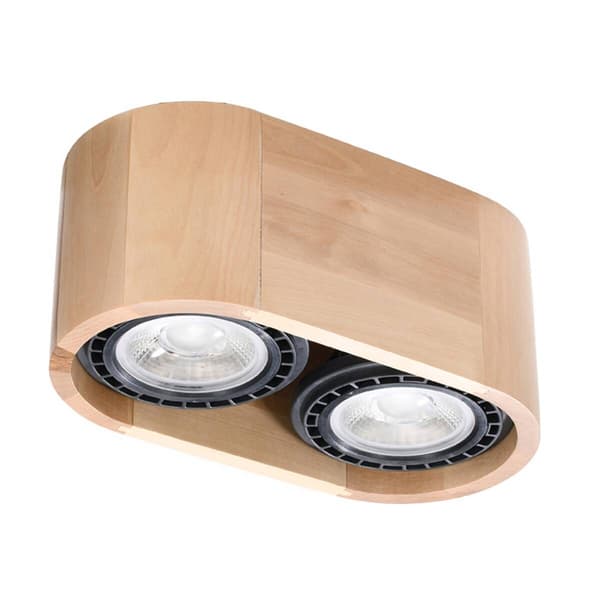 Takspotlight i trä, oval, dubbel 2xGU10 10W BASIC SL.0914 Sollux Lighting