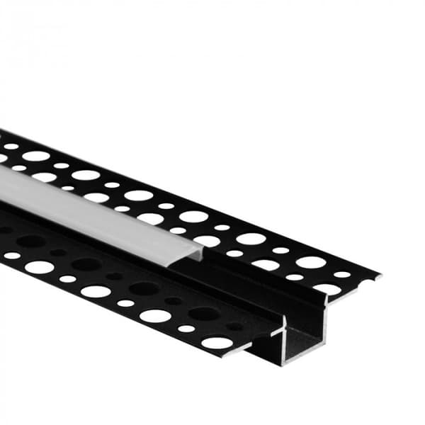 Set med 10x LED-listprofil GP02 infälld svart + frostat lock 2m Ecolight