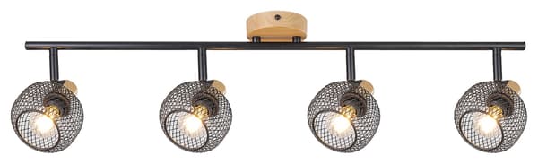 Bøg / mat sort E14 4x40W Grendel 3130 Rabalux lysskinne