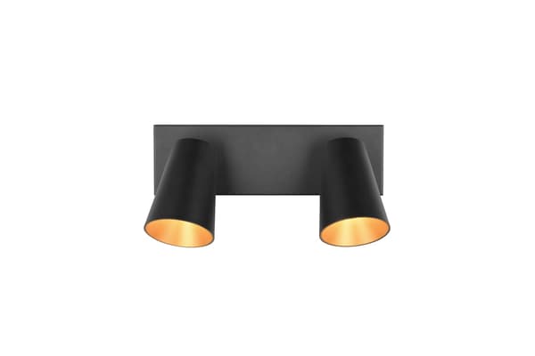 Loft minimalistisk sort rektangulær loftspot med koniske skærme 2xGU10 10W SHARP Trio