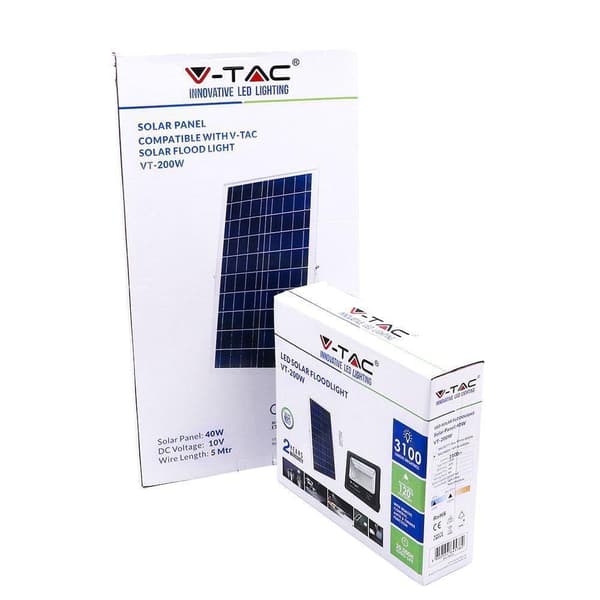 V-TAC Solar LED halogenprojektør 40W IP65 kold 3100lm