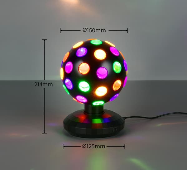 Dekorativ bordlampe sort diskokugle batteridrevet LED 1W ZERO RL