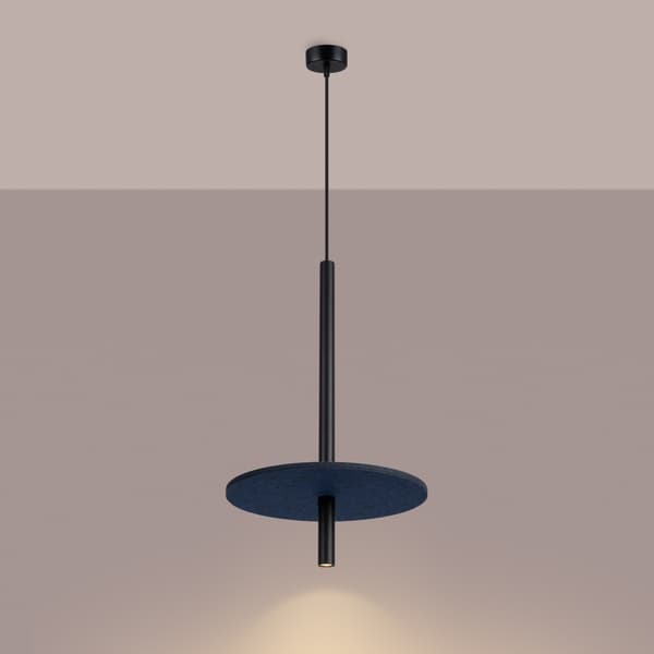 Pendellampe moderne sort rør justerbar marineblå filtskive 1xG9 8W FELTRO Sollux Lighting