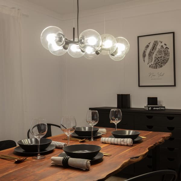 Pendellampe sort glaskugler Abruzzo Porto 8xE14
