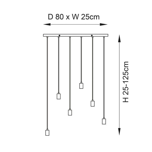 Rustik eg bejdset træ pendellampe 6xE27 10W STELLAN Endon