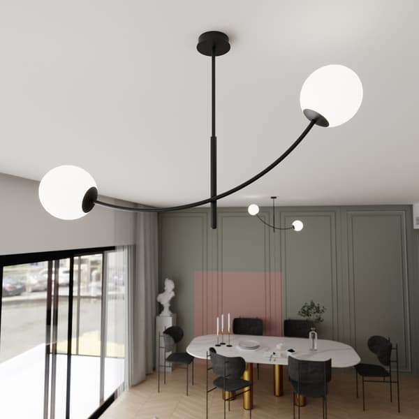 Emibig loftlampe 2xE14 40W HUNTER 2 SORT/OPAL 1102/2