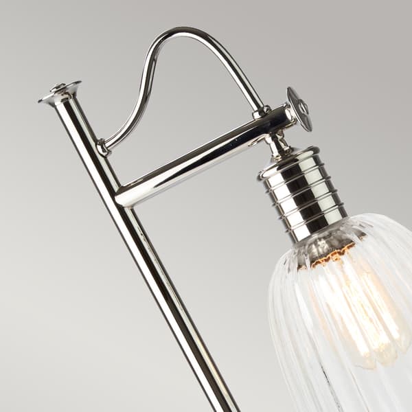 Retro skrivbordslampa polerad nickel Douille E27 60W Elstead