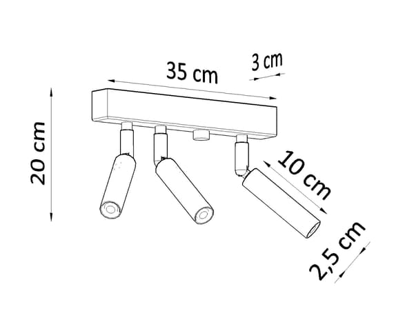 EYETECH 3 svart taklist Sollux Lighting SL.0899