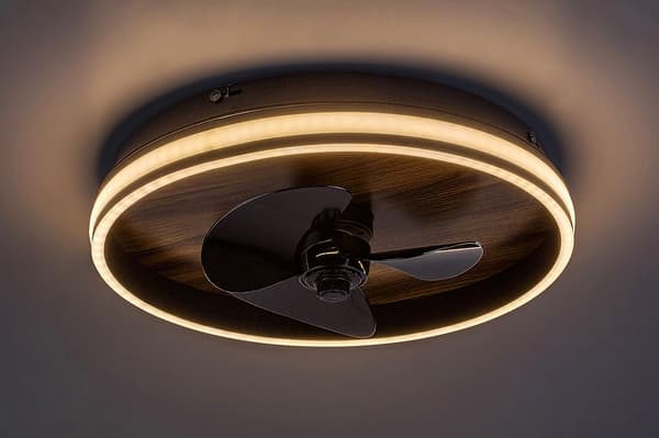 Kattotuuletin LED-valolla FAUSTINE 71016 musta puulla