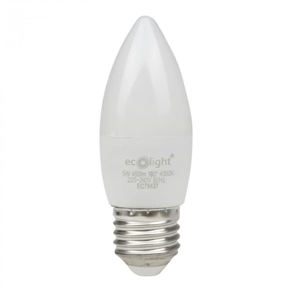 Ecolight välkkymätön LED-kynttilälamppu E27 5W 4000K 450lm