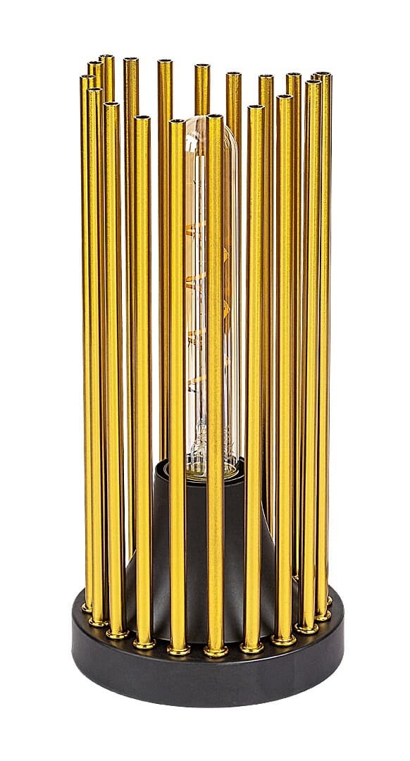 Moderne guld bordlampe mat sort base E27 Roxas 74021 Rabalux
