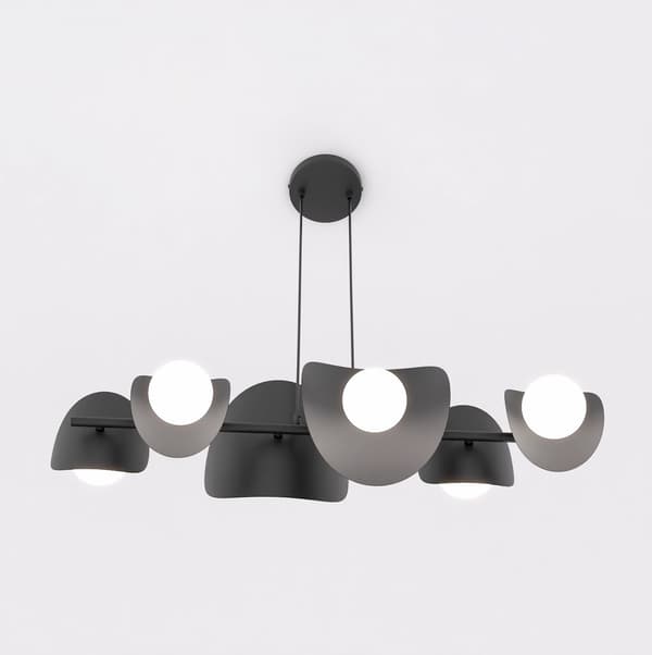 Loft pendellampe sort asymmetrisk 6xG9 8W ELEMENTI Emibig