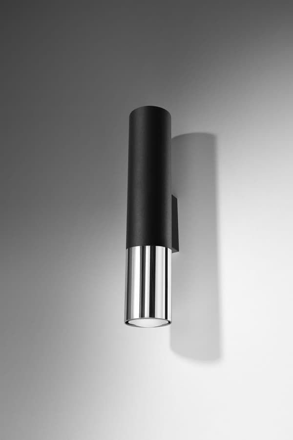 LOOPEZ-seinävalaisin musta/kromi, Sollux Lighting, malli SL.0938