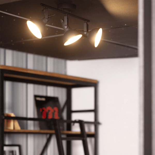 Retro Loft Sort Loftlampe 50cm 3xE14 Abruzzo Orte