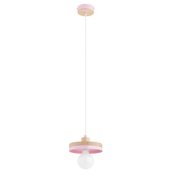 Minimalistisk pendellampe lyserøde træelementer 1xE27 15W LARSO Alfa
