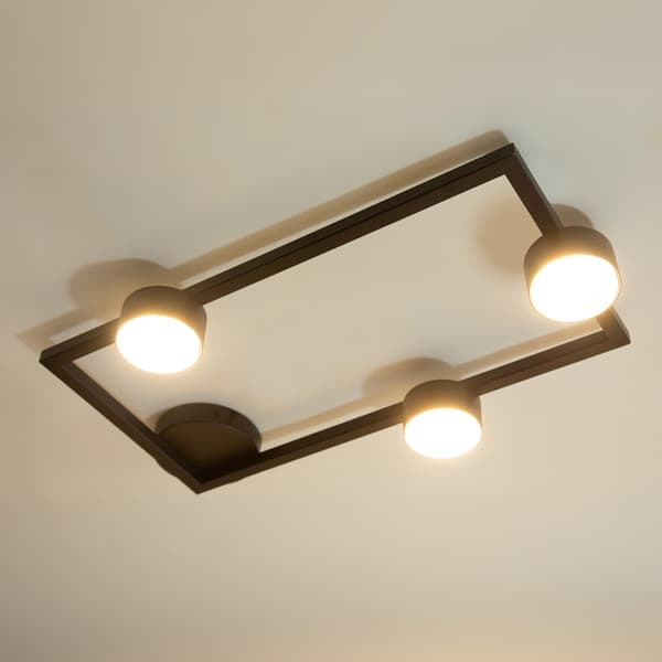 Moderne grafit rektangulær loftslampe med runde spots til stue og entre 3xGX53 12W FRAME Sigma Lighting