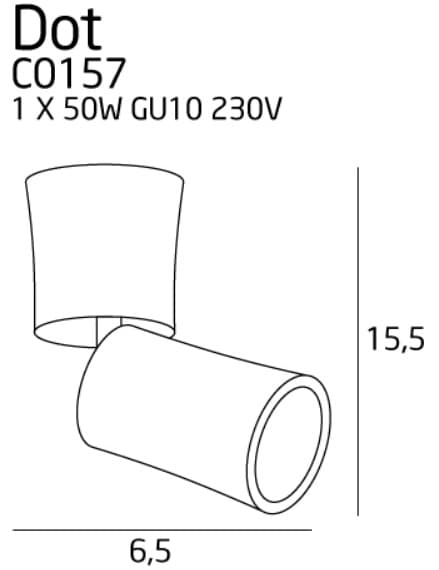 Moderne sort loftspot DOT 1xGU10 50W C0157 Maxlight