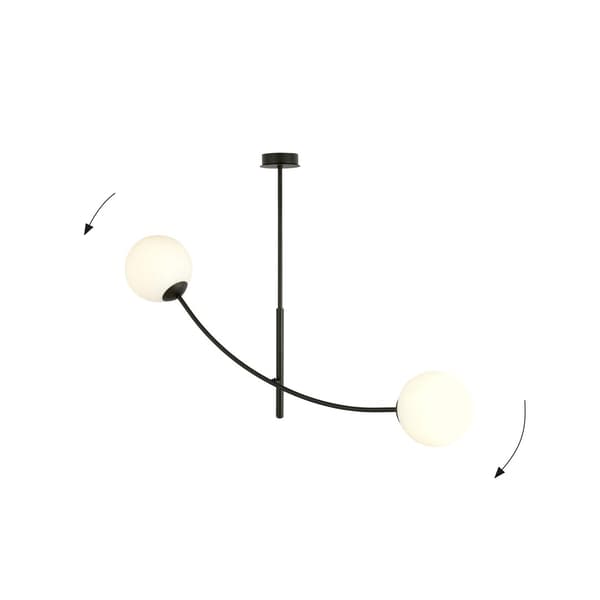 Emibig loftlampe 2xE14 40W HUNTER 2 SORT/OPAL 1102/2