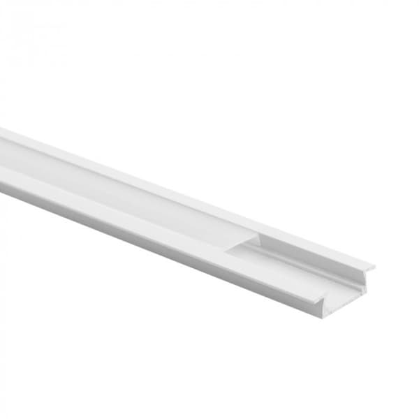 Set med 10x LED-listprofil P02 infälld vit + frostat lock 2m Ecolight