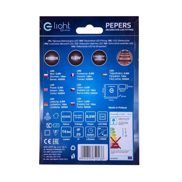 Trappbelysning 1x0.6W LED PEPERS EKS0941 Eko-Light