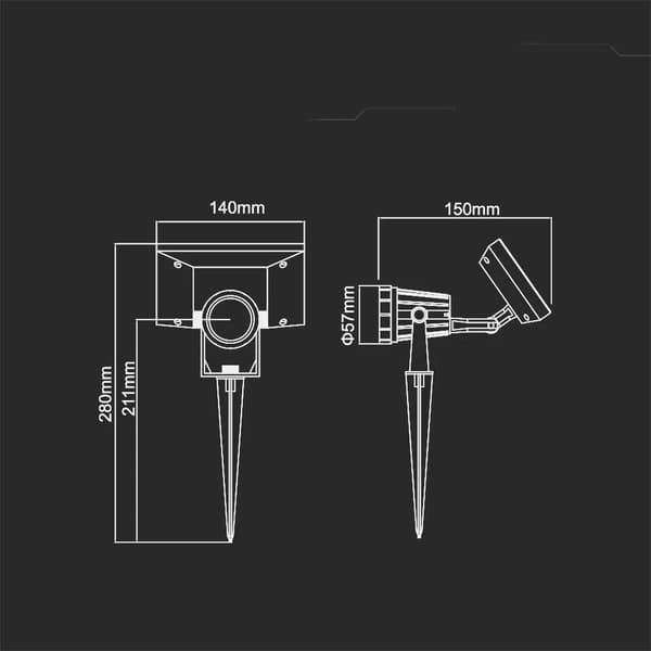 V-TAC 2W IP65 VT-6662 Solar LED-spotlight til haven