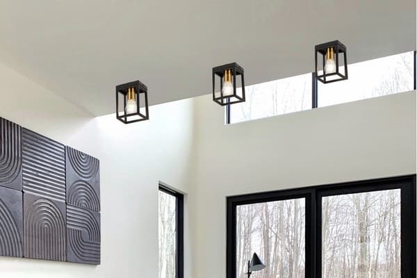 Industriel loftlampe sort med guldelement Cage 1xE27 40W REA638701-02 Reality