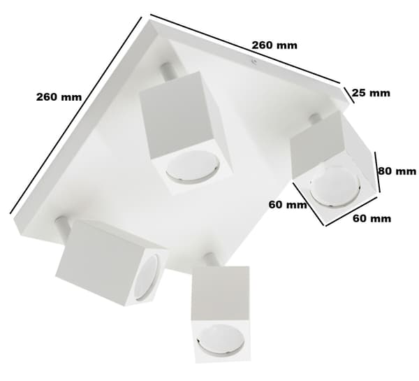 Loftlampe hvid 4xGU10 Quantus ID-6114 Idealux