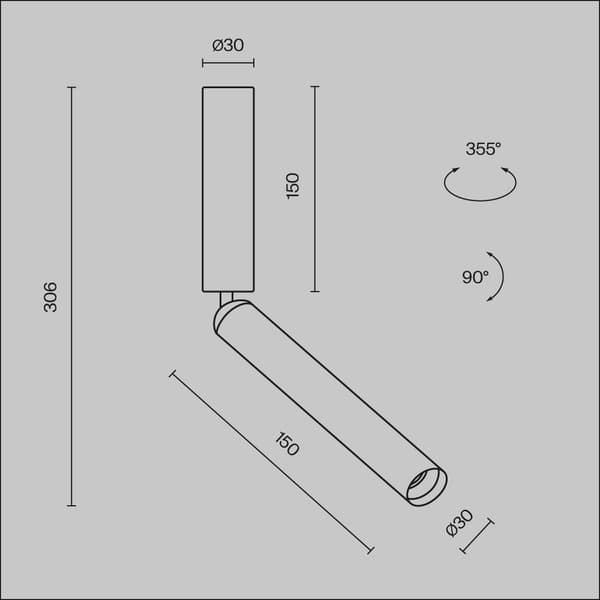 Loftspot moderne sort rund brudt rør LED 6W FOCUS T Maytoni Technical