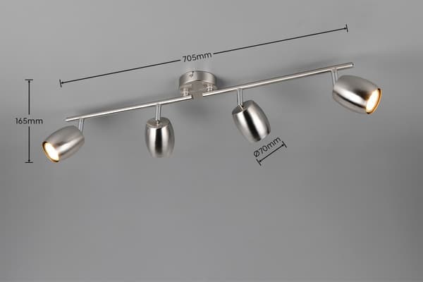 Modern silver ceiling spotlight bar movable spotlights 4xGU10 35W NANCY RL